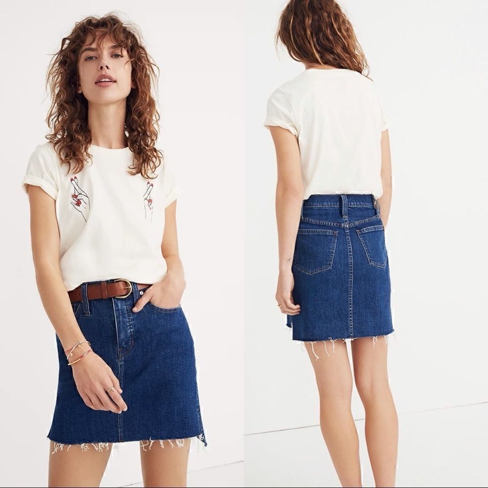 MADEWELL denim distressed skirt size 25